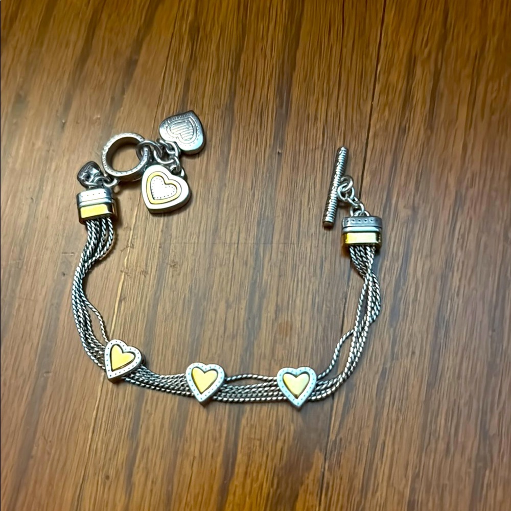 Silver and Gold Heart Charm Bracelet- Brighton